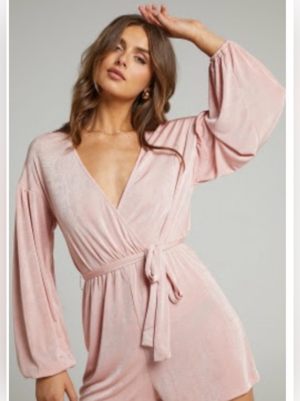 Showpo Pink Wrap Romper with Tie Waist